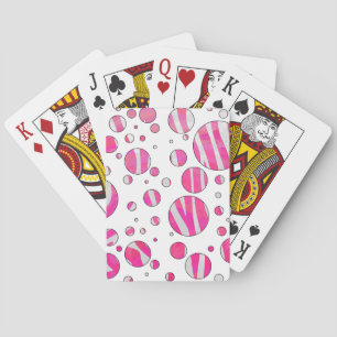 Baralho Bolinhas de zebra branca e rosa quente