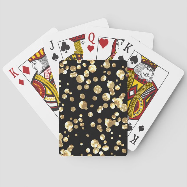 Baralho bolinhas Douradas sobre fundo preto. (Verso)