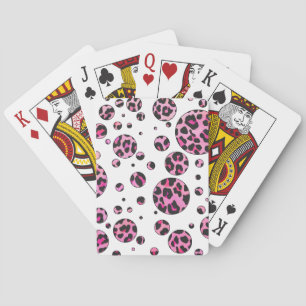 Baralho Bolinhas-leopardo-preto e Impressão cor-de-rosa-qu