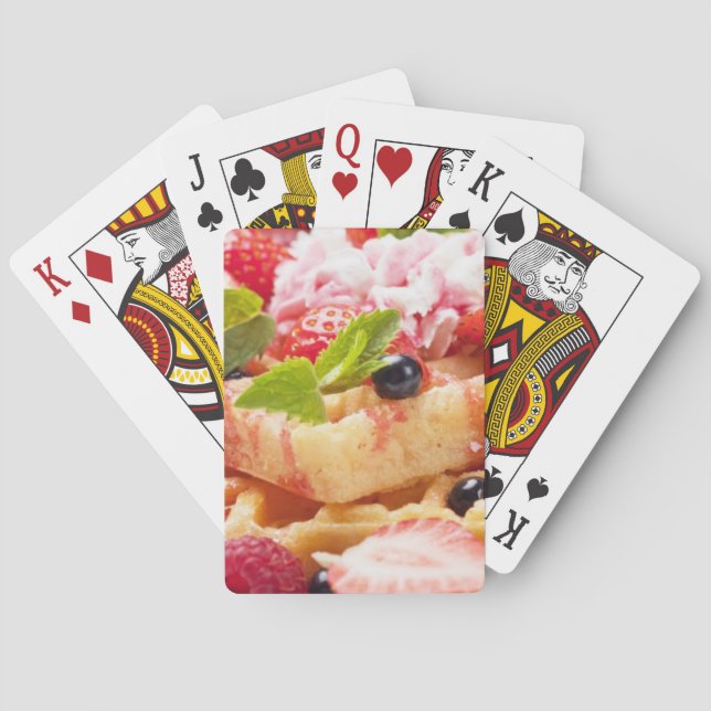 Baralho Bolo do Waffle com fruta de baga fresca (Verso)