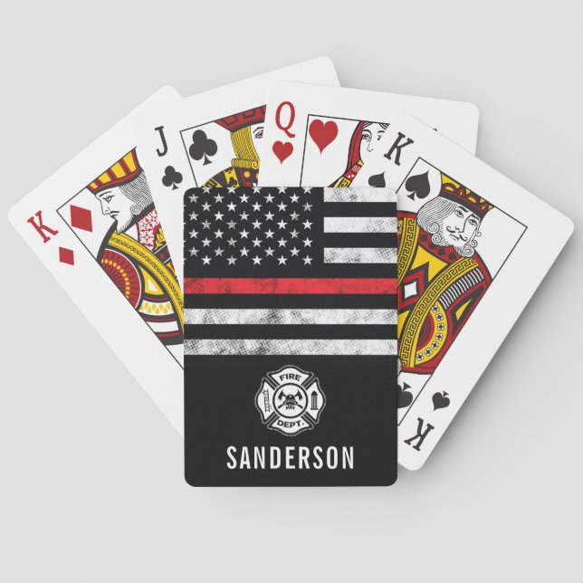 Baralho Bombeiro Aposentadoria Linha Vermelha Bandeira Bom (Verso)