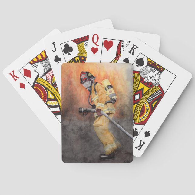 Baralho Bombeiro Jogando Cartões Oferta de Poker para Pai (Verso)