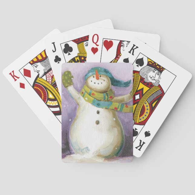 Baralho Boneco de neve com mitenes do inverno (Verso)