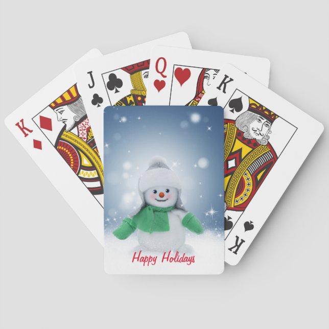 Baralho Boneco de neve com um cachecol verde (Verso)