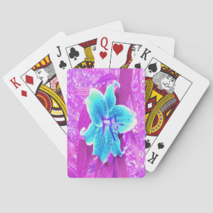 Baralho Bonito Aqua Blue Stargazer Lily em Roxo