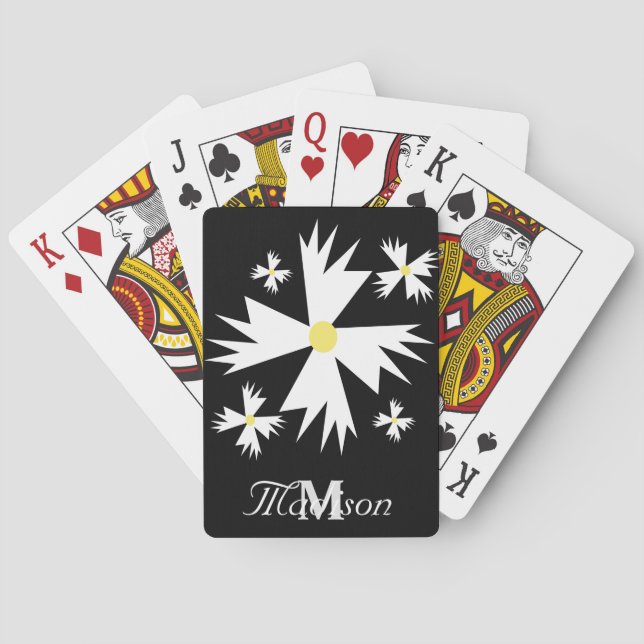 Baralho Bonito Daisy Floral Geométrica Preta (Verso)