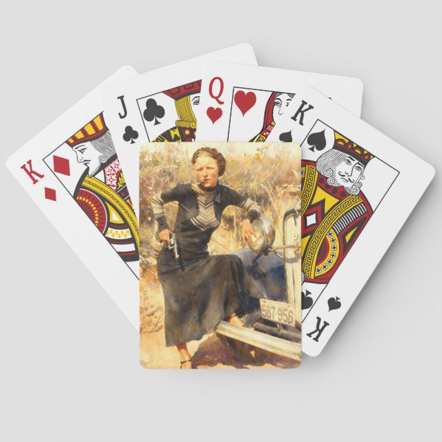 Baralho Bonnie Parker Smoking A Cigar 1933 AI Painting (Verso)