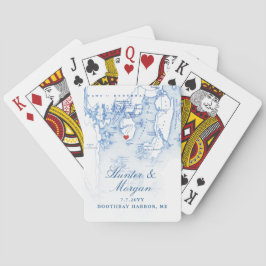 Baralho Boothbay Harbour ME Map Marinho Blue Weding Favor