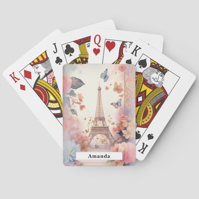 Baralho Borboletas e Flores da Torre Eiffel (Verso)
