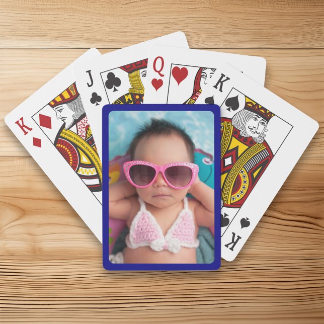 Baralho Borda do marinho para sua foto (Navy Border for Your Photo Poker Cards)
