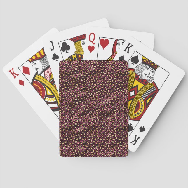 Baralho Bordô e Dourado Design da Série Leopardo 1 (Verso)