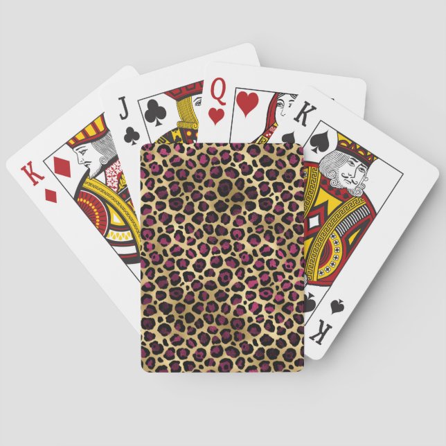 Baralho Bordô e Dourado Série Leopardo Design 2 (Verso)