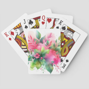 Baralho Botânico Floral Aquarela Rosa Verde