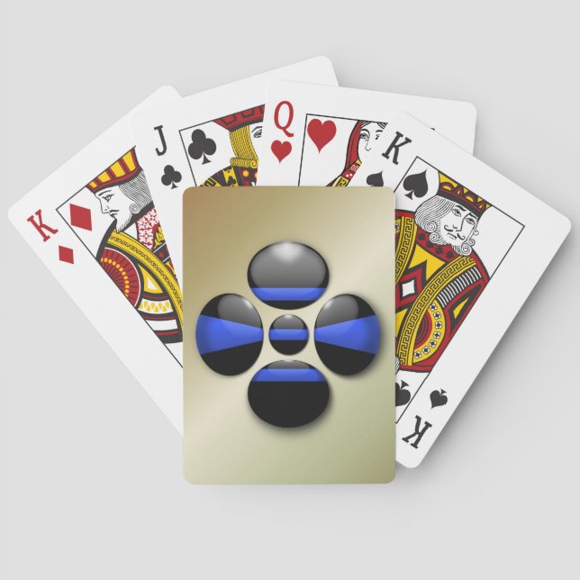 Baralho Botão do Shamrock de linha azul fina (Verso)