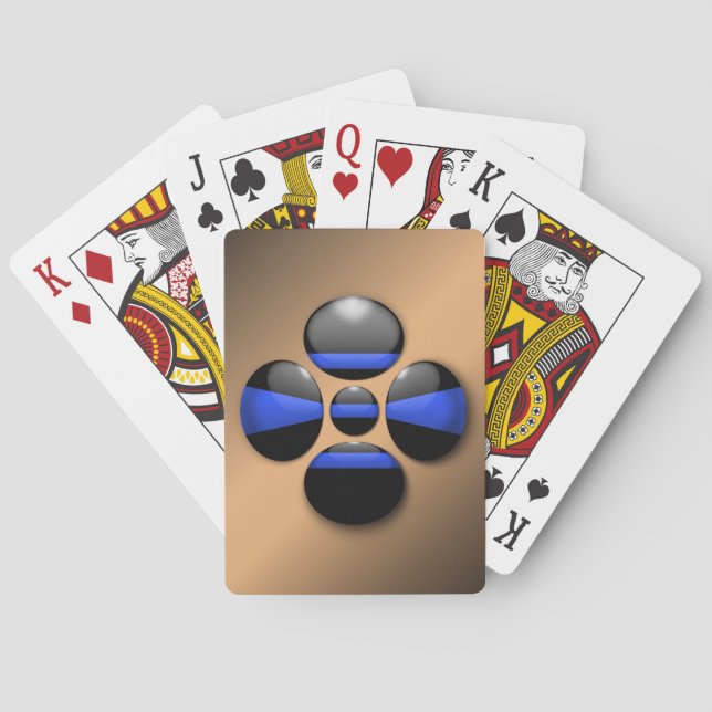 Baralho Botão do Shamrock de linha azul fina (Verso)