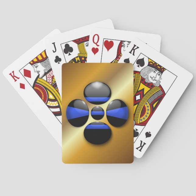 Baralho Botão do Shamrock de linha azul fina (Verso)