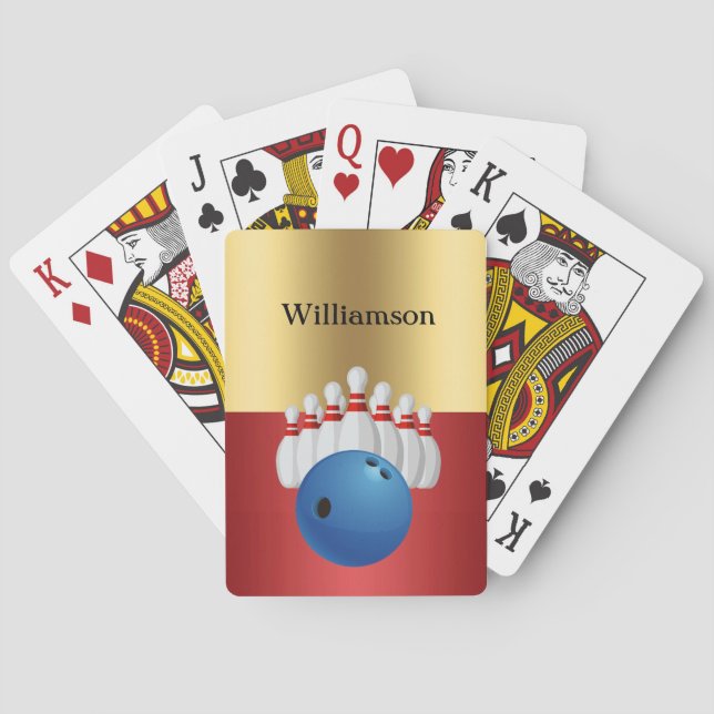 Baralho Bowling game - Ball and Pins personalize with name (Verso)