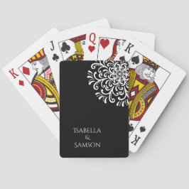 Baralho Branca Imaginosa Sobre Casamento Floreado Preto