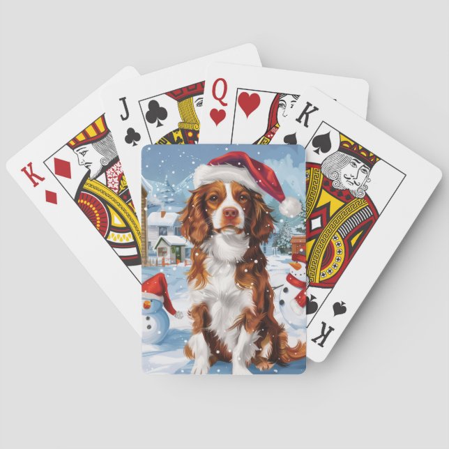 Baralho Brittany Spaniel Dog Winter Wonderland Natal (Verso)