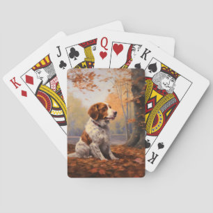 Baralho Brittany Spaniel no Outono Folhas Caídas Inspiram