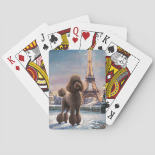 Baralho Brown Poodle Winter in Paris Painting Art