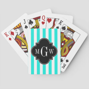 Baralho Brt Aqua What Stripe Black Quatrefoil 3 Monograma