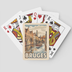 Baralho Bruges Belgium Illustration Viagem Art Vintage