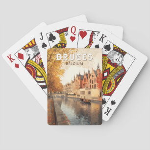 Baralho Bruges Belgium Illustration Viagem Art Vintage