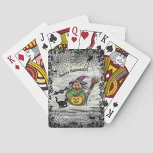 Baralho Bruxa, Gato, Bat e Abóbora, Feliz Halloween!