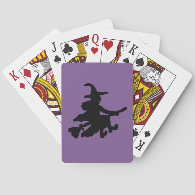 Baralho Bruxa Voadora Preta no Roxo (Verso)