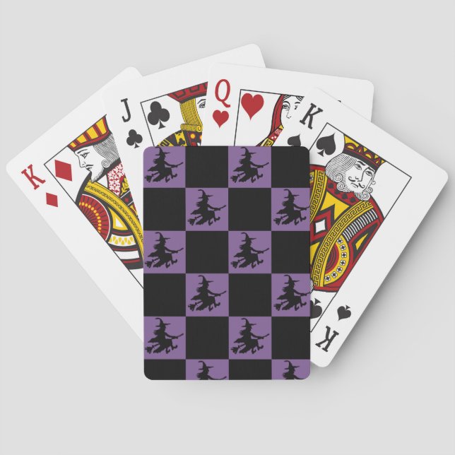 Baralho Bruxa Voadora Xadrez Preto e Roxo (Verso)