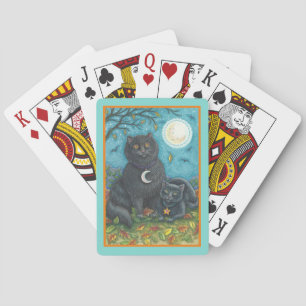BARALHO BUBO E PYEWACKET GATOS NEGROS, HALLOWEEN FOLK ART