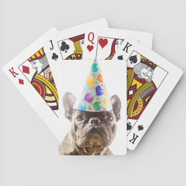 Baralho Bulldog Francês com Chapéu da Festa (Verso)