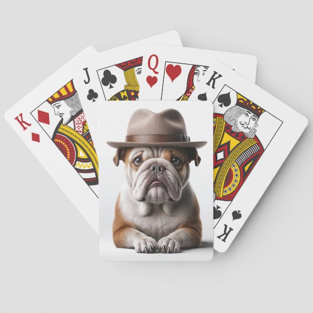 Baralho Bulldog Wearing a Fedora  (Verso)