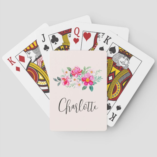 Baralho Buquê Bonito com ventilador rosa reproduzível (Verso)