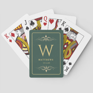 Baralho Burgundy gold Personalized Monogram and Name Poker