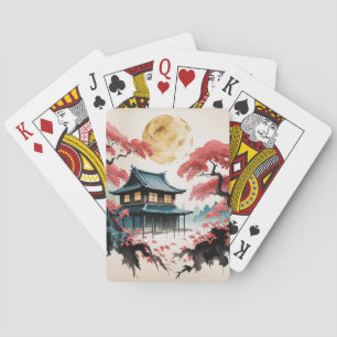 Baralho Cabana ao Luar Floresta Japonesa Arte (5)