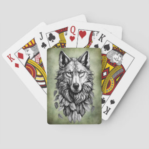 Baralho cabeça de lobo deixa desenho de arte original anim