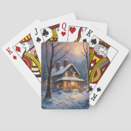 Baralho Cabine de Inverno Rústica Azul Marrom Pintura na N