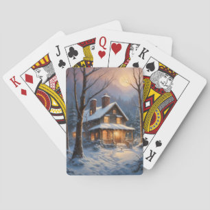 Baralho Cabine de Inverno Rústica Azul Marrom Pintura na N