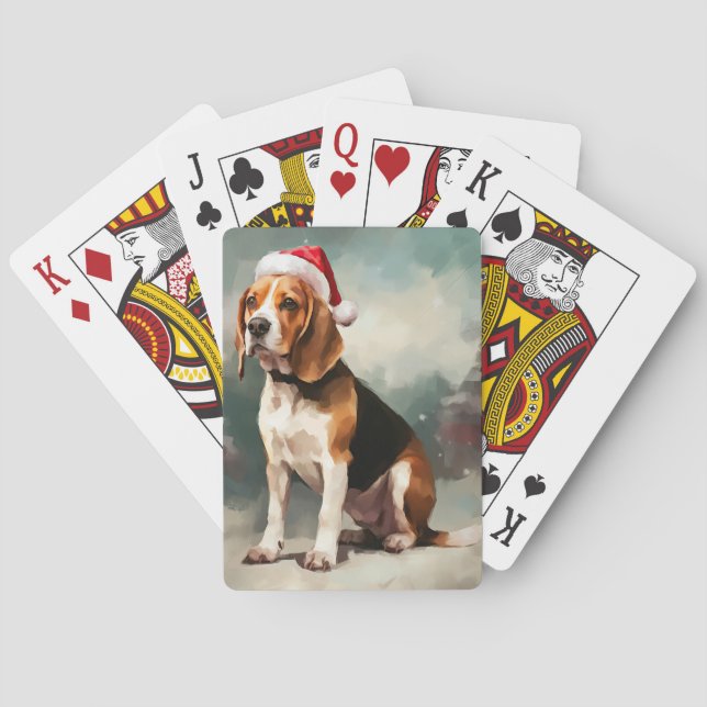 Baralho Cachorro Beagle na Neve Natal  (Verso)