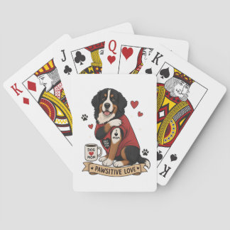 Baralho Cachorro Bernês com Ilustração de Tatuagem Eu Amo