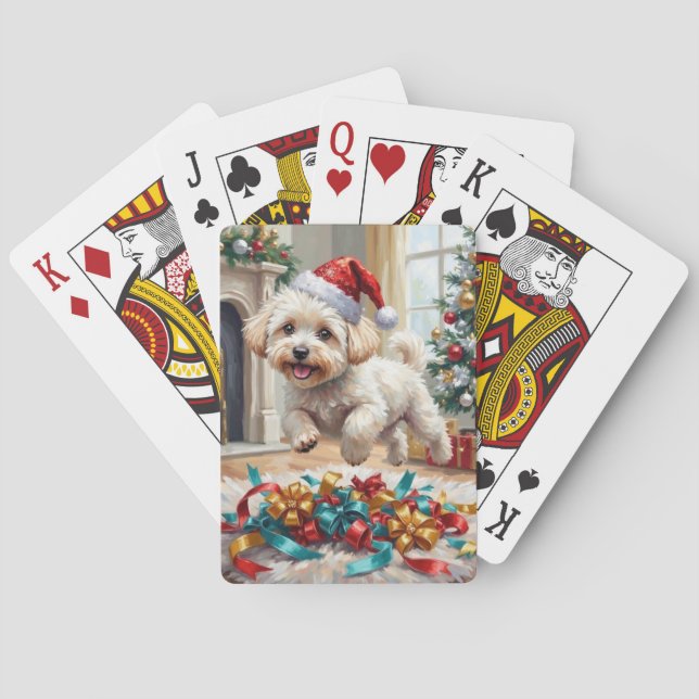 Baralho Cachorro Bichon Frise Fofo Natal Alegre (Verso)