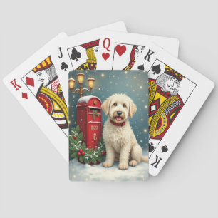 Baralho Cachorro Bobtail Cartão Postal de Natal Antigo
