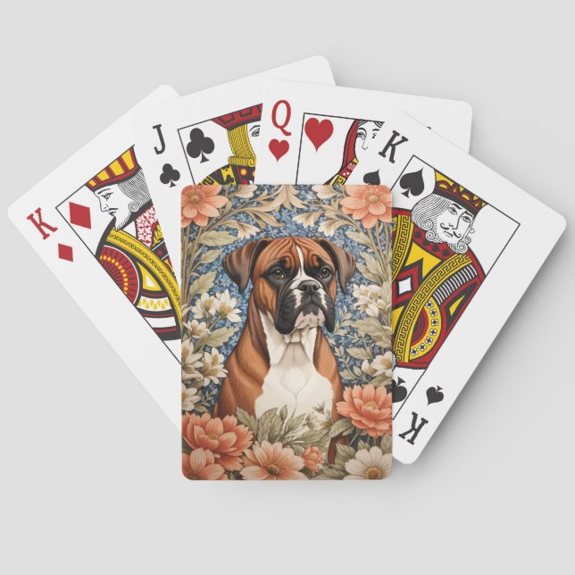Baralho Cachorro Boxer Elegante Inspirado em William Morri (Verso)
