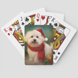 Baralho Cachorro de Coton de Tulear no Natal da Neve
