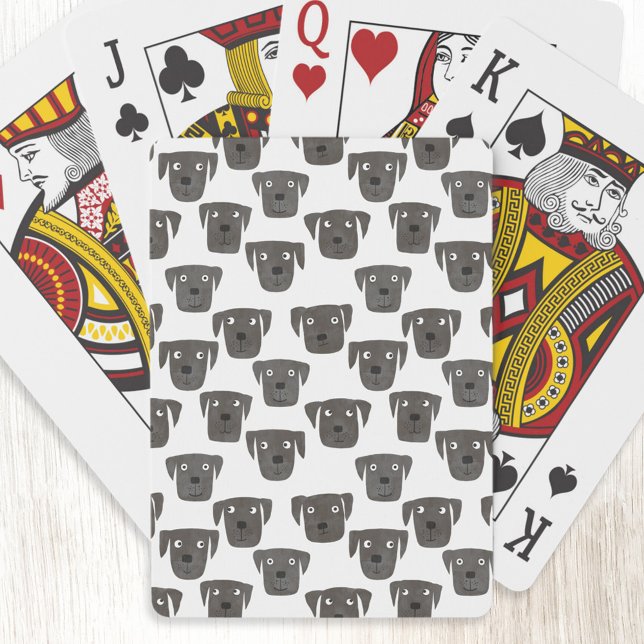 Baralho Cachorro do Retriever do Labrador Negro (Black Labrador Retriever dog pattern art playing cards)