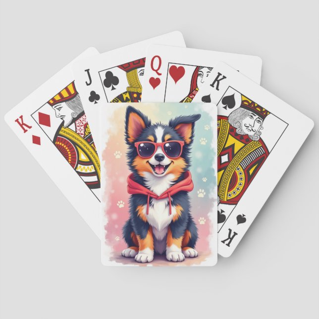 Baralho Cachorro Kawaii Australian Shepherd Engraçado (Verso)