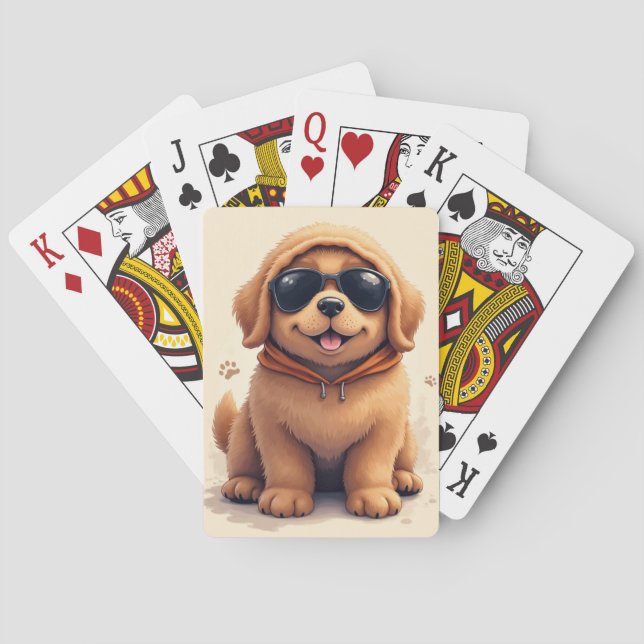 Baralho Cachorro Kawaii de Terra Nova Engraçado (Verso)