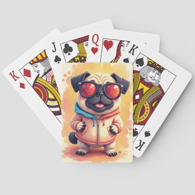 Baralho Cachorro Kawaii Pug Engraçado (Verso)
